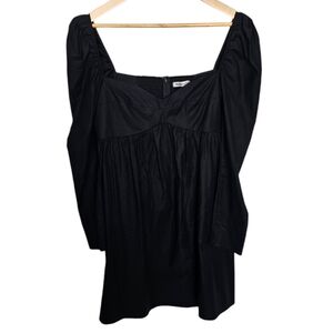 Reformation Kenzi Black Mini Dress Puff Sleeve Cotton Size 8